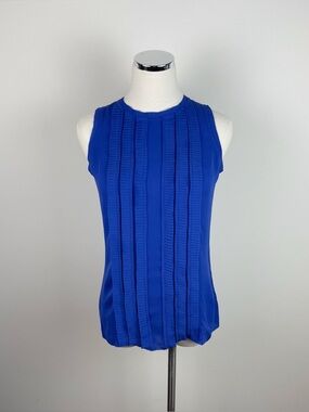 Tory Burch Solid Royal Blue Carolinna Top 100% Silk Blouse New Women Size 4